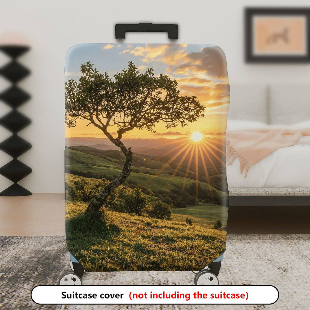 1-Piece Nature Sunset Tree Landscape Scenic Outdoor Travel  Suitcase Luggage Cover, Stretch Protective Sleeve
