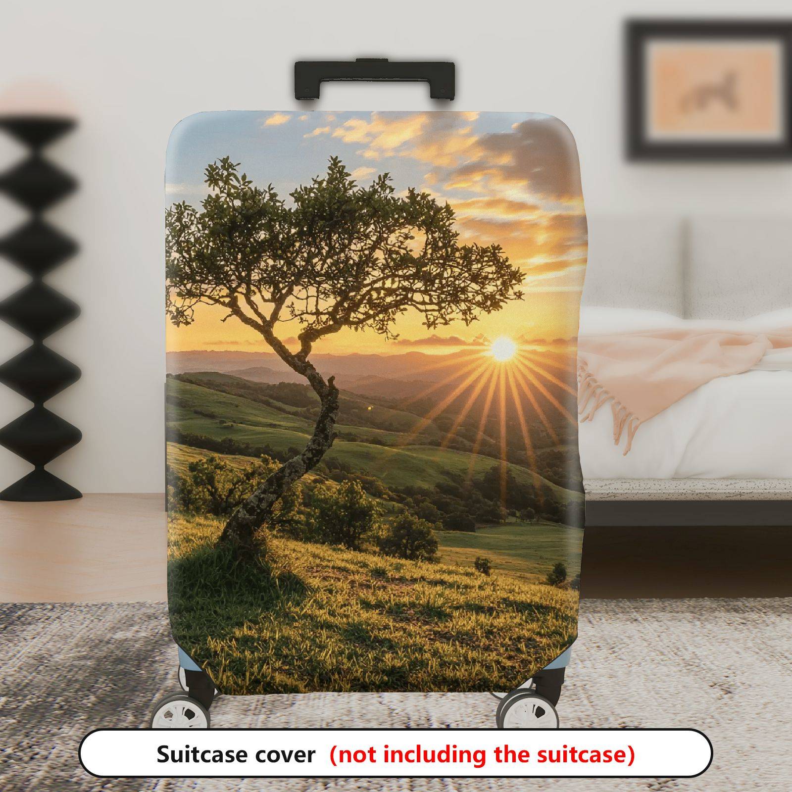 1-Piece Nature Sunset Tree Landscape Scenic Outdoor Travel  Suitcase Luggage Cover, Stretch Protective Sleeve