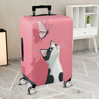 1-Piece Pink Cat Butterfly Cute Whimsical Fun  Suitcase Luggage Cover, Stretch Protective Sleeve