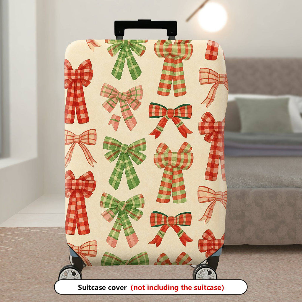 1-Piece Plaid Bow Knot Pattern Ribbon Checkered Holiday Chic  Suitcase Luggage Cover, Stretch Protective Sleeve