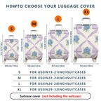 1-Piece Hydrangea Pattern Purple Ribbon Floral Artistic  Suitcase Luggage Cover, Stretch Protective Sleeve