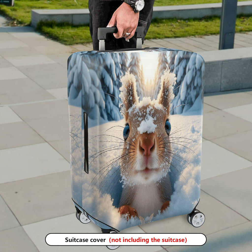 1-Piece Cute Snowy Forest Animal Winter Squirrel  Suitcase Luggage Cover, Stretch Protective Sleeve