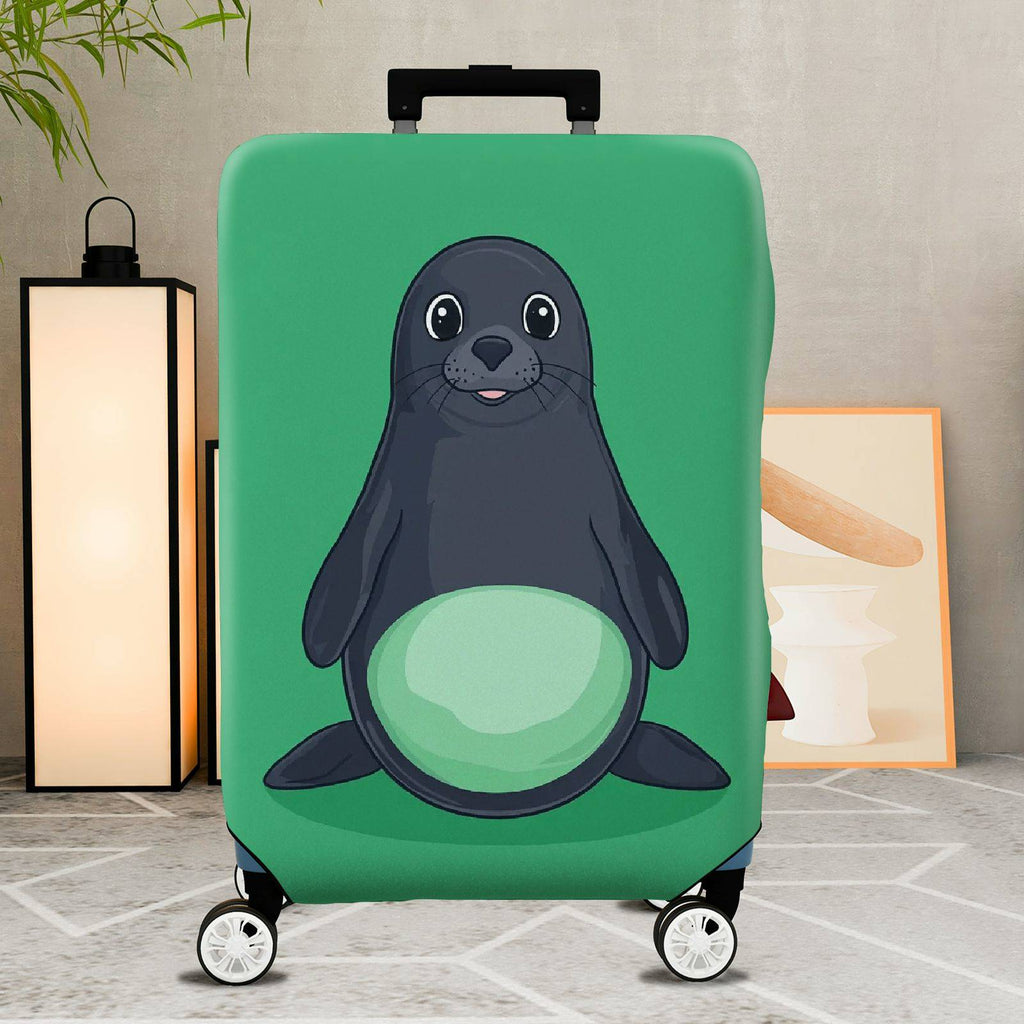 1-Piece Seal Green Playful Cute Animal Fun  Suitcase Luggage Cover, Stretch Protective Sleeve