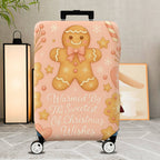 1-Piece Gingerbread Cookie Christmas Holiday Festive Cheer  Suitcase Luggage Cover, Stretch Protective Sleeve