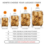 1-Piece Cute Floral Kitten Vintage Artistic Pattern  Suitcase Luggage Cover, Stretch Protective Sleeve