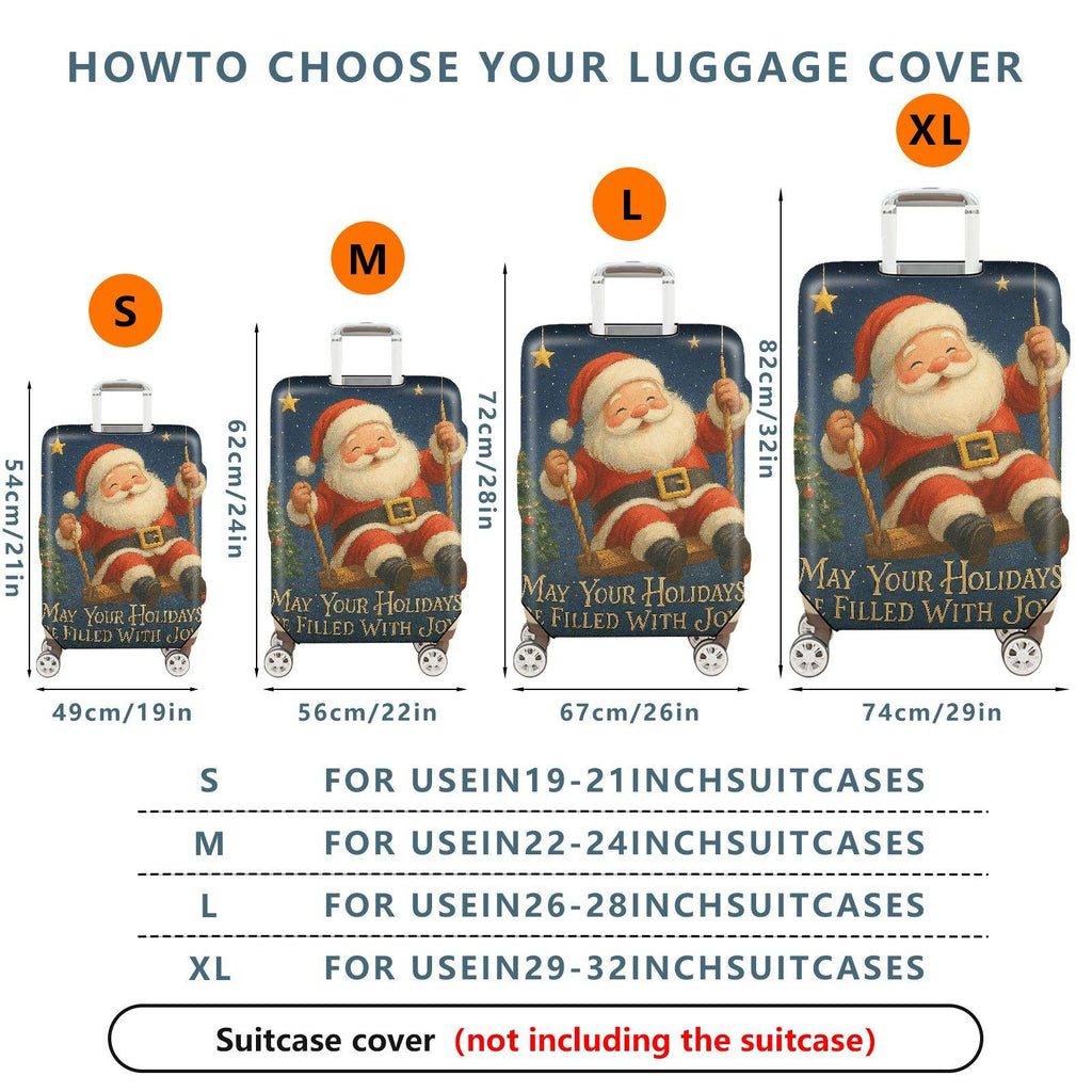 1-Piece Santa Claus Christmas Holiday Joyful Star  Suitcase Luggage Cover, Stretch Protective Sleeve