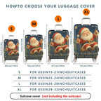 1-Piece Santa Claus Christmas Holiday Joyful Star  Suitcase Luggage Cover, Stretch Protective Sleeve