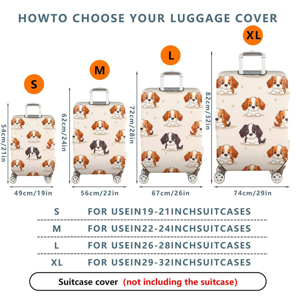 1-Piece Cute Puppy Dog Paw  Animal Beige  Suitcase Luggage Cover, Stretch Protective Sleeve