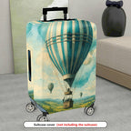 1-Piece Hot Air Balloon Sky Landscape Vintage Art Style  Suitcase Luggage Cover, Stretch Protective Sleeve