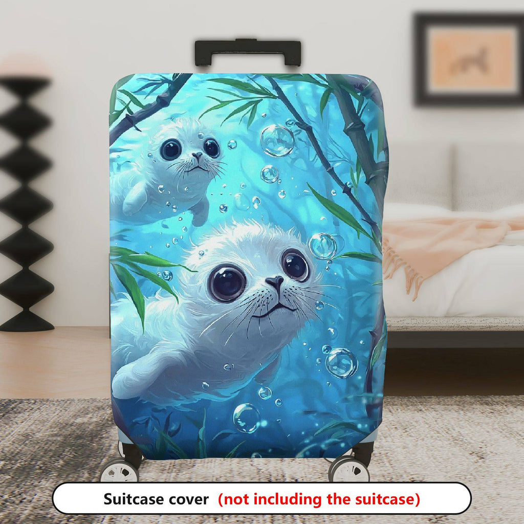 1-Piece Cute  Ocean Animal Water Bubbles Seal  Suitcase Luggage Cover, Stretch Protective Sleeve