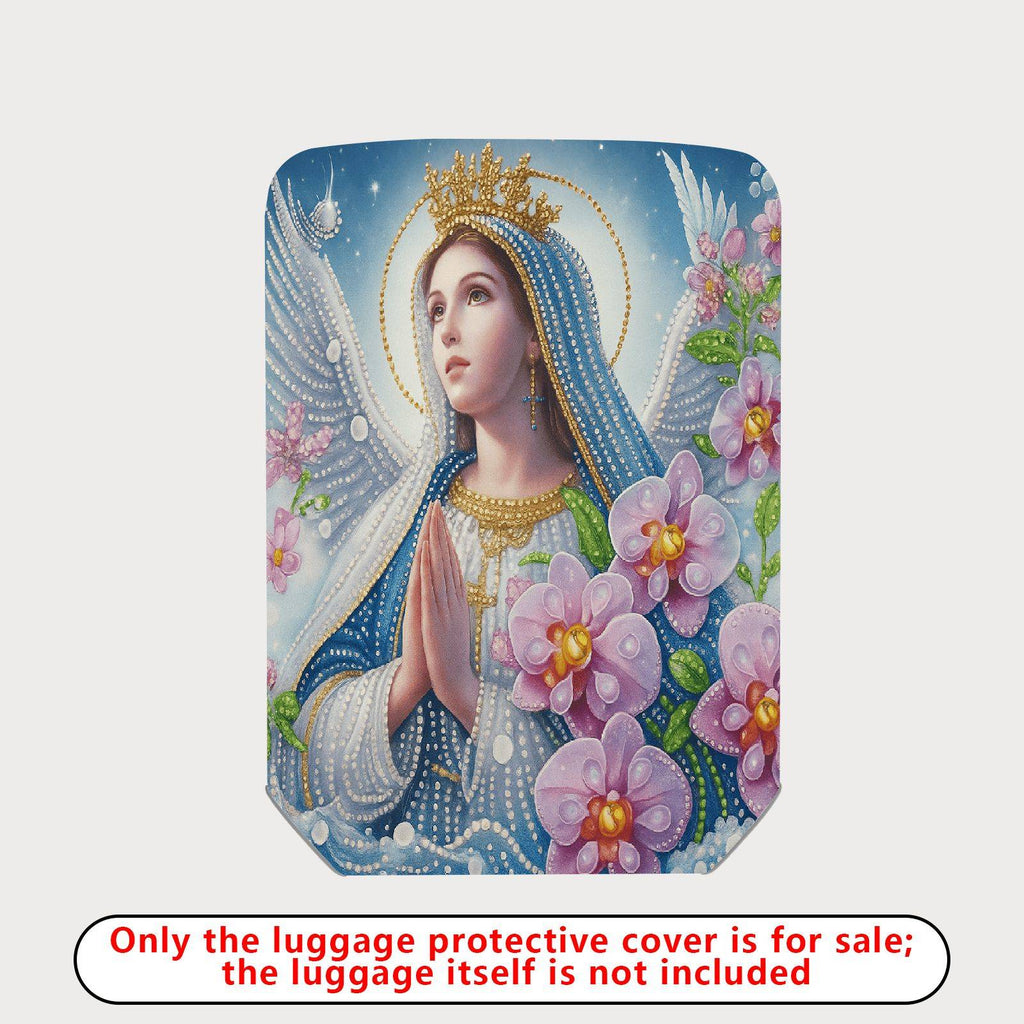 1-Piece Angel Floral Crown Orchid Praying Halo Religious  Suitcase Luggage Cover, Stretch Protective Sleeve