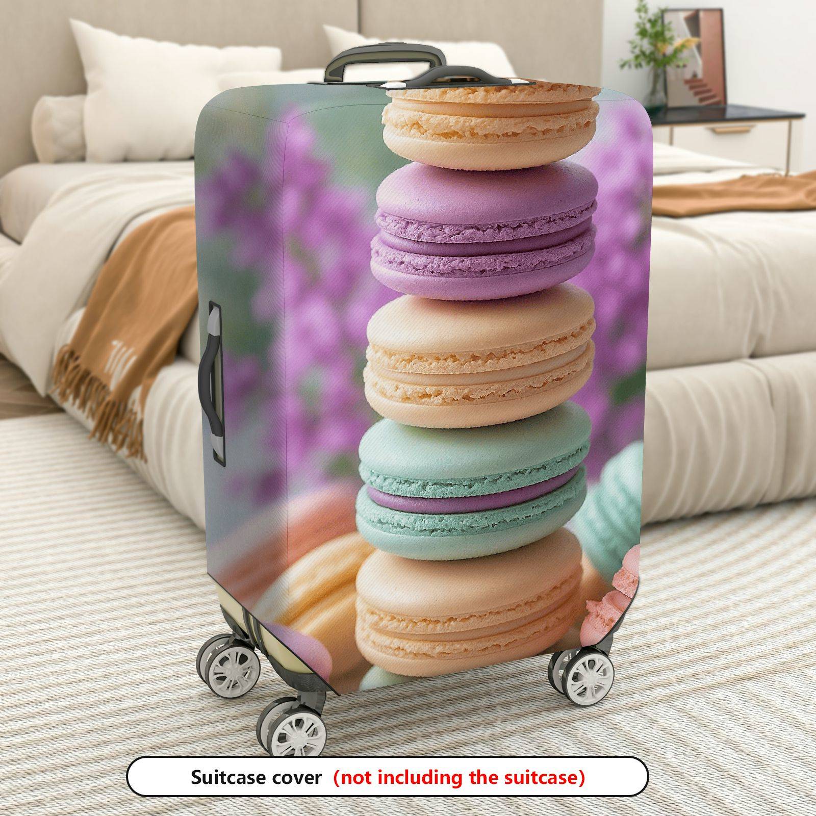 1-Piece Colorful Macaron Floral Pastel Art  Suitcase Luggage Cover, Stretch Protective Sleeve