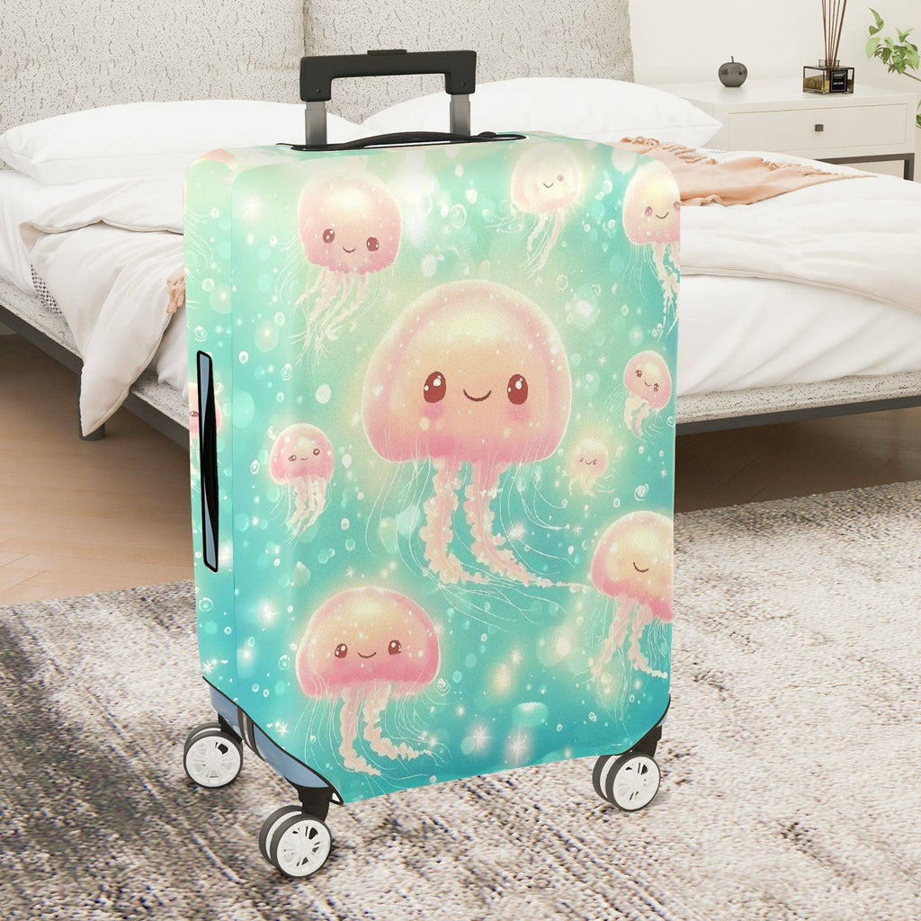 1-Piece Cute  Jellyfish Pink Ocean Fantasy Pattern  Suitcase Luggage Cover, Stretch Protective Sleeve