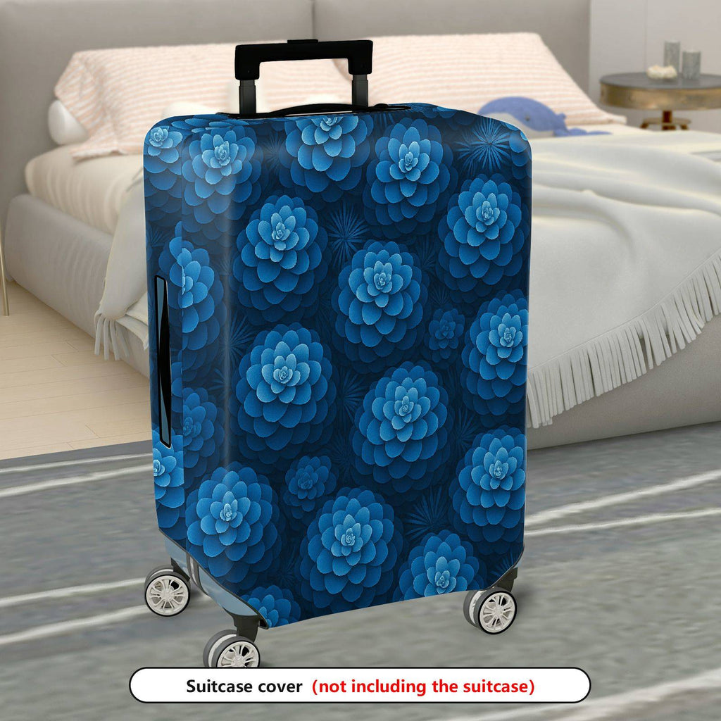 1-Piece Blue Floral Pattern Travel Holiday Spring Stylish  Suitcase Luggage Cover, Stretch Protective Sleeve