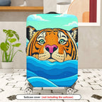 1-Piece Tiger Ocean Waves Sky Clouds Artistic  Suitcase Luggage Cover, Stretch Protective Sleeve
