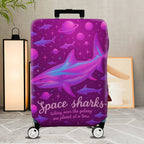 1-Piece Space Shark Galaxy Planet Purple Cosmic  Suitcase Luggage Cover, Stretch Protective Sleeve