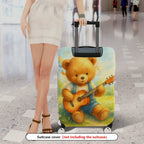 1-Piece Adorable Musical Teddy Bear Art Vintage Nature Travel  Suitcase Luggage Cover, Stretch Protective Sleeve