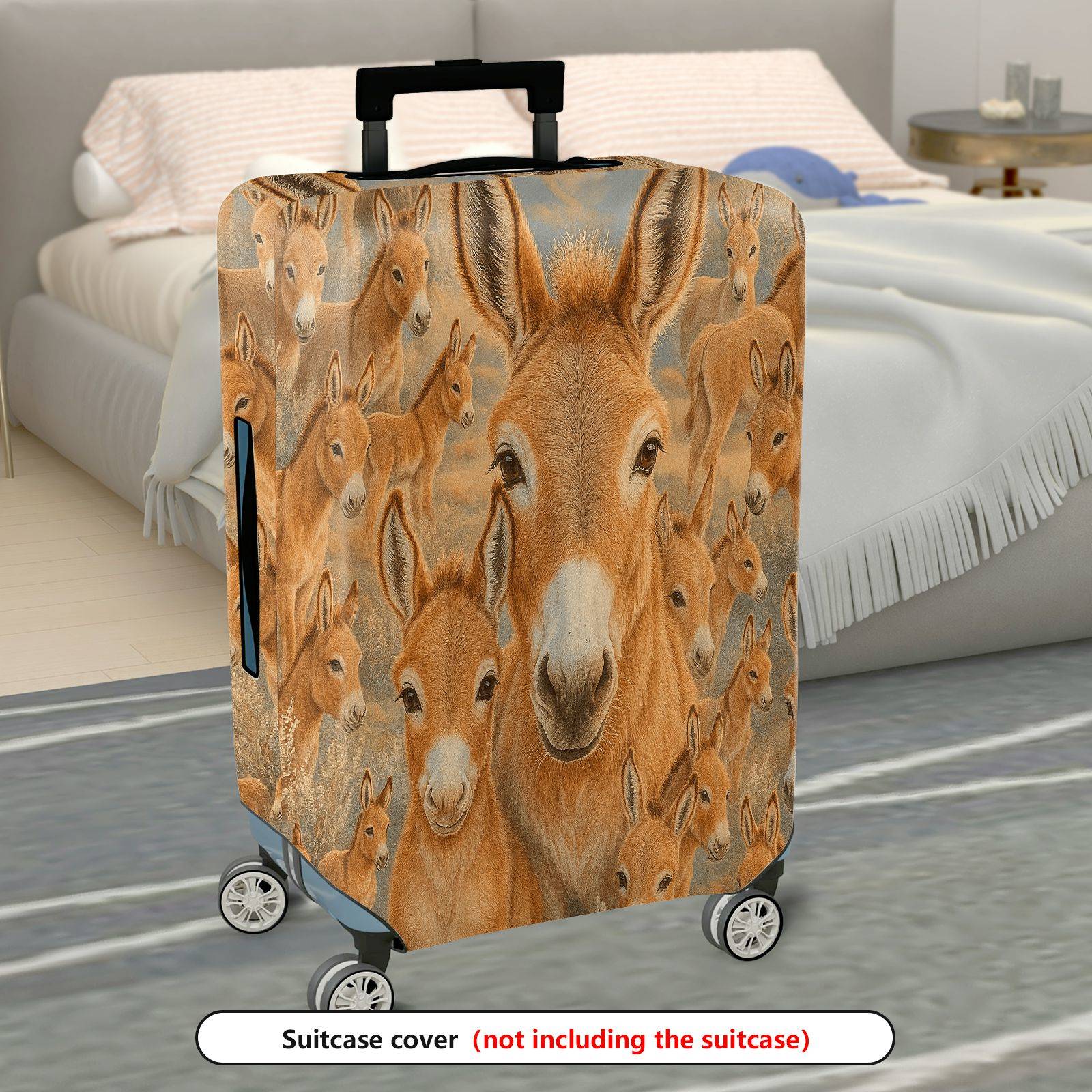 1-Piece Donkey Animal Nature Wilderness Art Cute  Suitcase Luggage Cover, Stretch Protective Sleeve