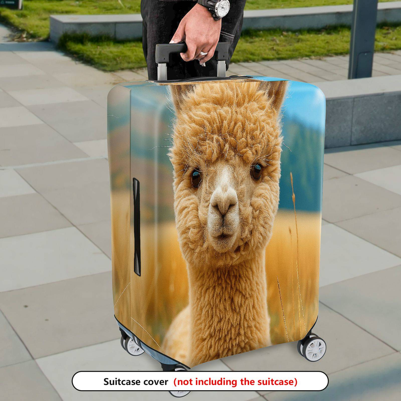 1-Piece Cute Alpaca Animal Nature Scenery Artistic  Suitcase Luggage Cover, Stretch Protective Sleeve