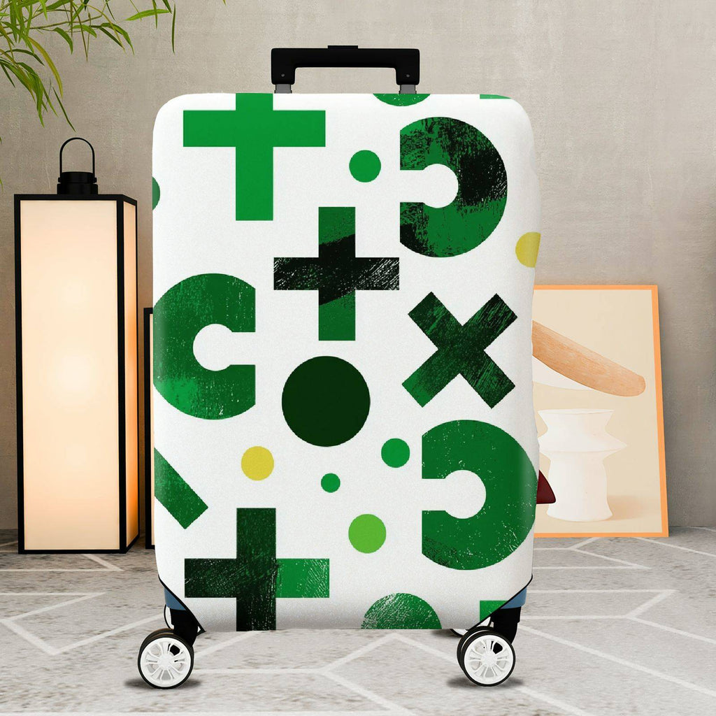 1-Piece Green Geometric Abstract Modern Artistic Trendy  Suitcase Luggage Cover, Stretch Protective Sleeve