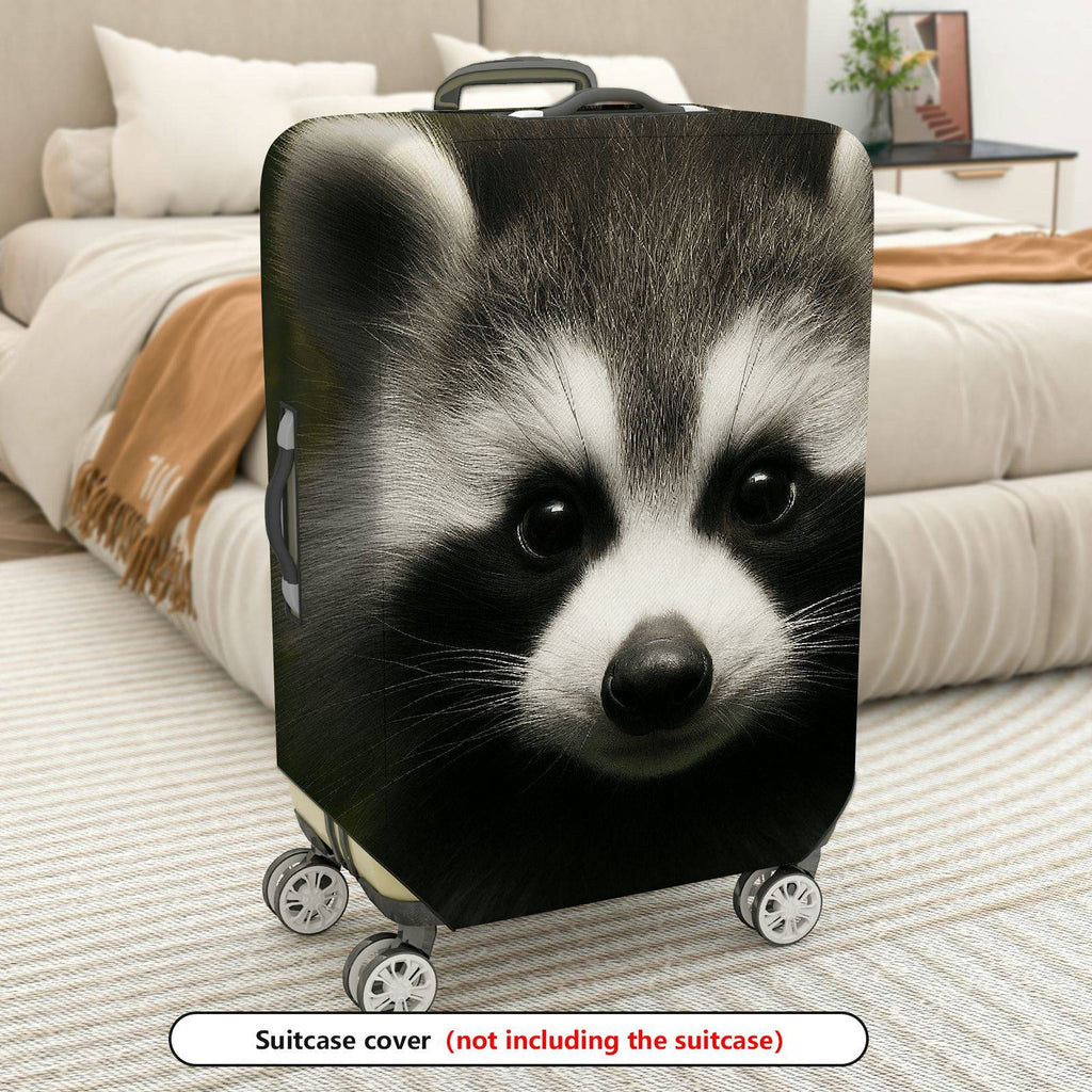 1-Piece Cute Animal Raccoon Face Wildlife Nature Fun  Suitcase Luggage Cover, Stretch Protective Sleeve