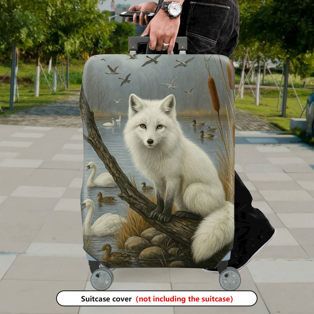 1-Piece Arctic Fox Wildlife Nature Scenic Swans Birds  Suitcase Luggage Cover, Stretch Protective Sleeve