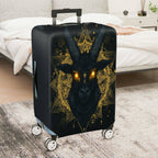 1-Piece Black Goat Gold Geometric Mystical Illuminated  Suitcase Luggage Cover, Stretch Protective Sleeve