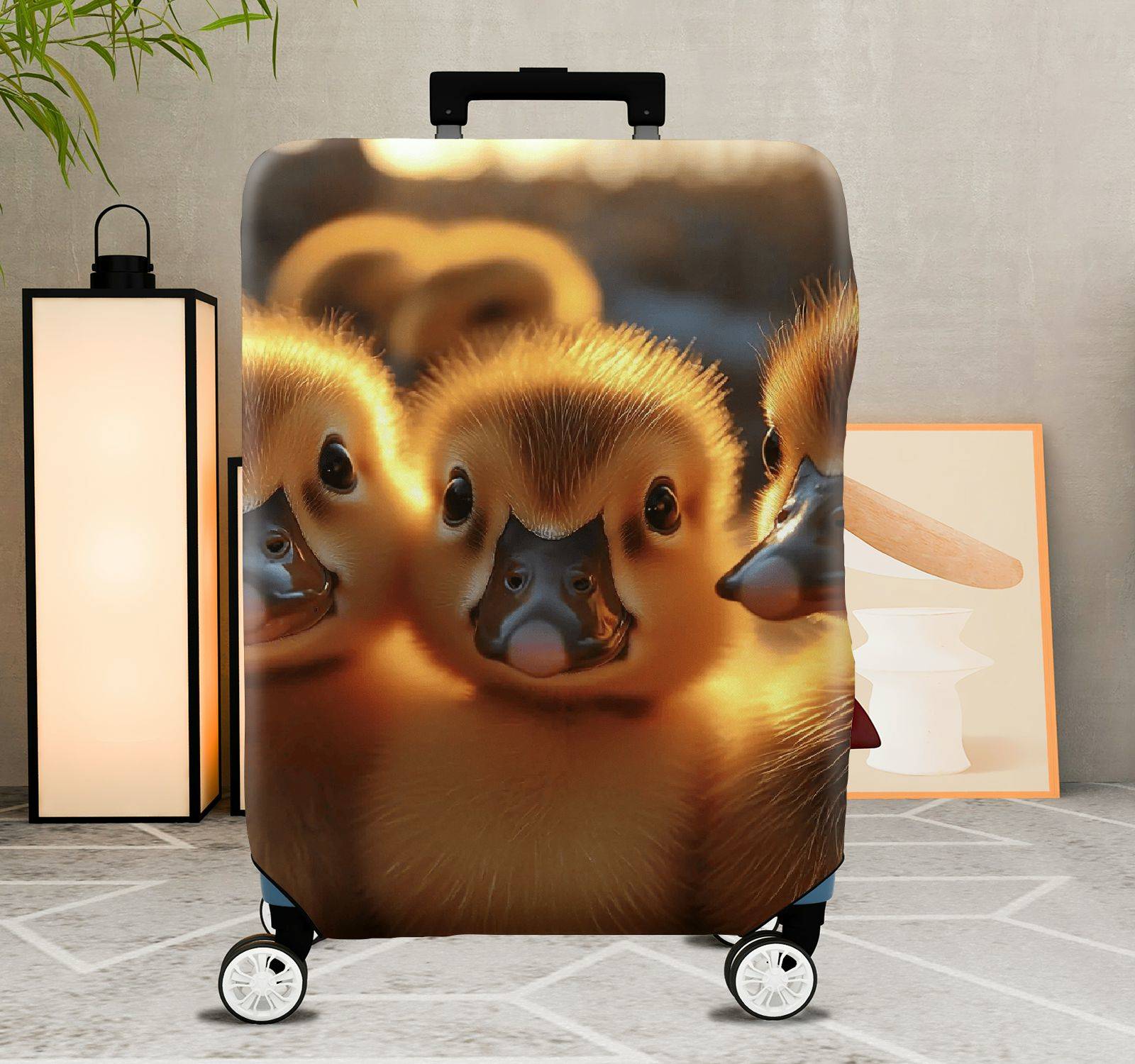 1-Piece Adorable Duckling Animal Cute Warm Yellow  Suitcase Luggage Cover, Stretch Protective Sleeve