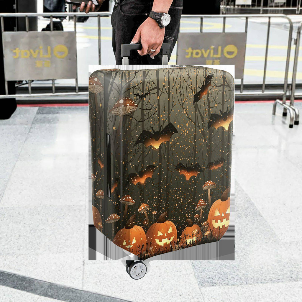 1-Piece Halloween Pumpkin Bat Forest Night Holiday  Suitcase Luggage Cover, Stretch Protective Sleeve