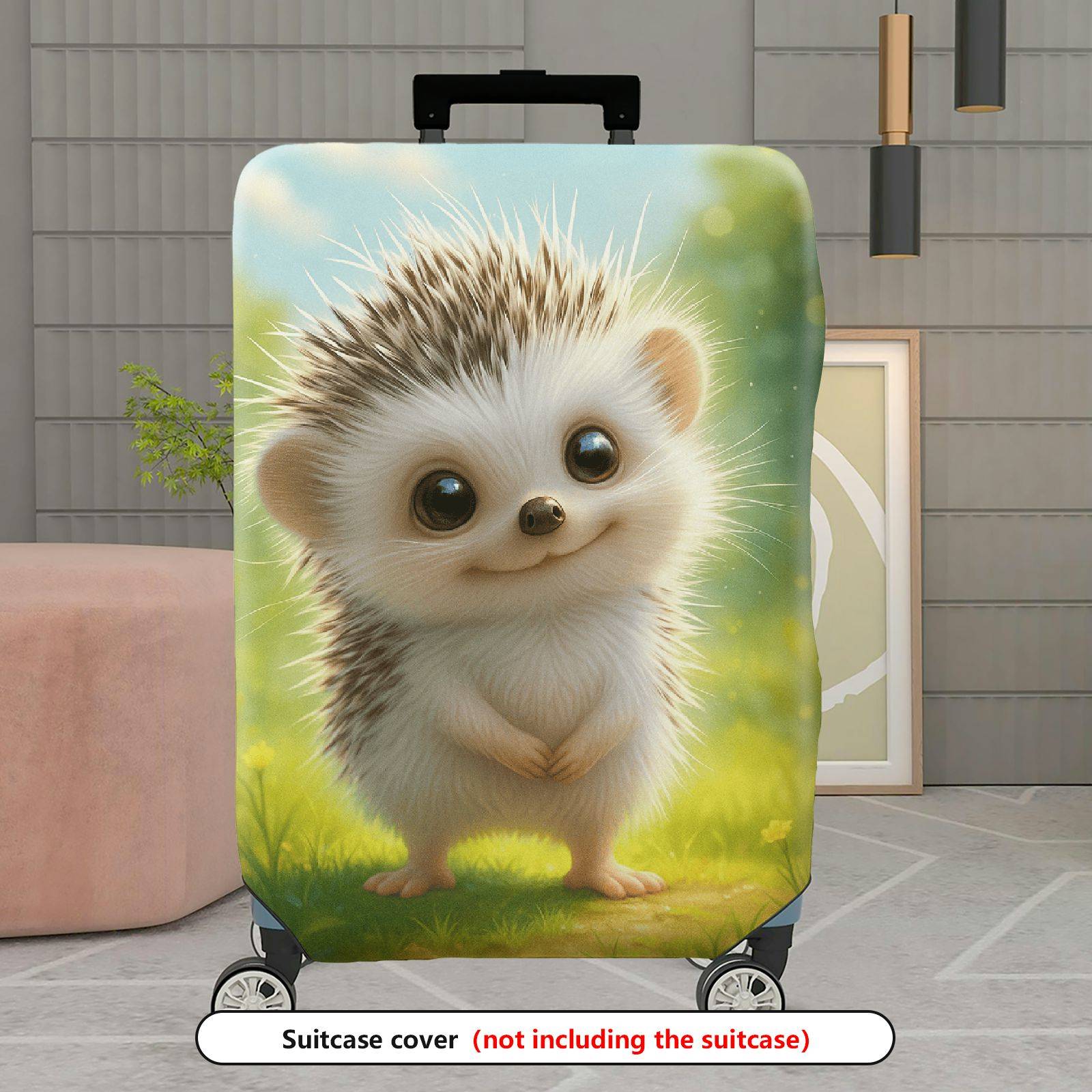 1-Piece Cute Hedgehog Animal Nature  Fun  Suitcase Luggage Cover, Stretch Protective Sleeve