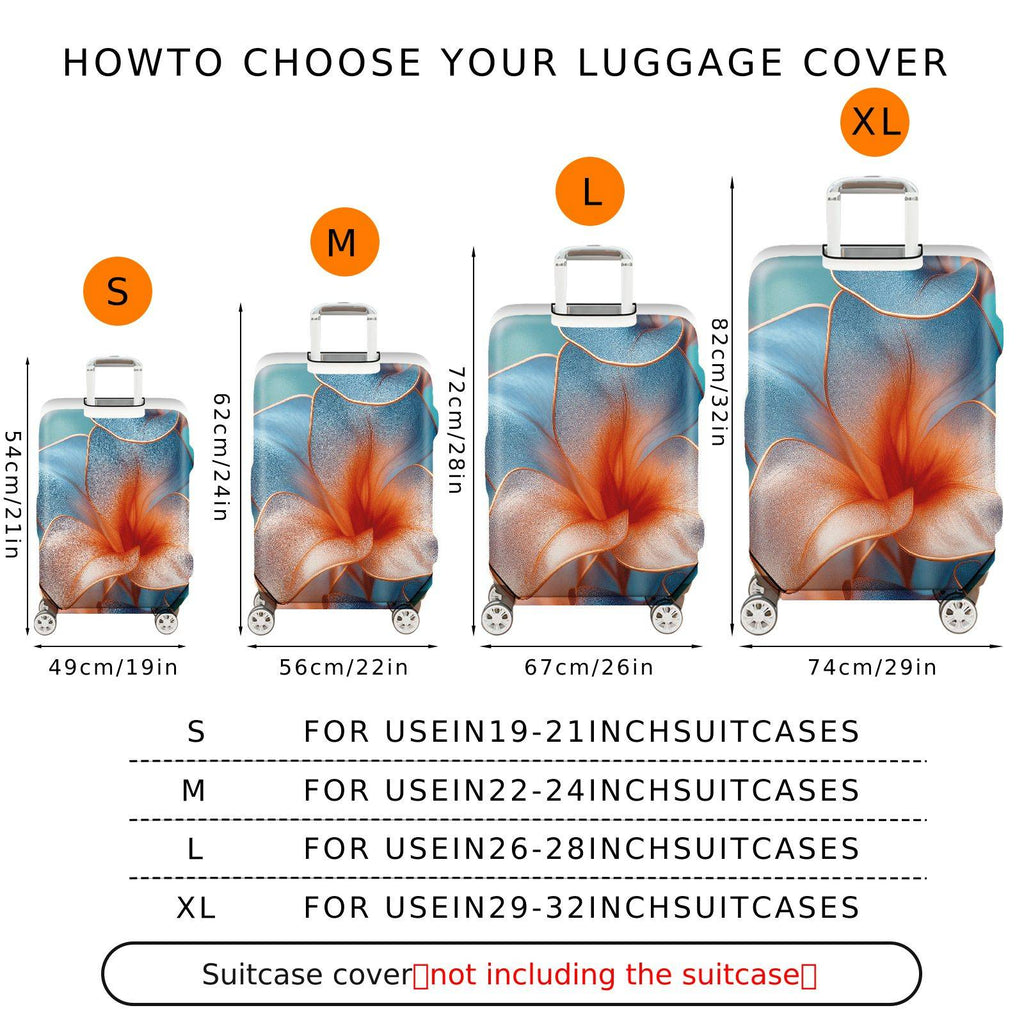 1-Piece Abstract Floral Blue Orange Artistic Luggage  Suitcase Luggage Cover, Stretch Protective Sleeve