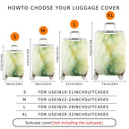 1-Piece Abstract Fluid Green Gold Artistic Elegant Chic  Suitcase Luggage Cover, Stretch Protective Sleeve