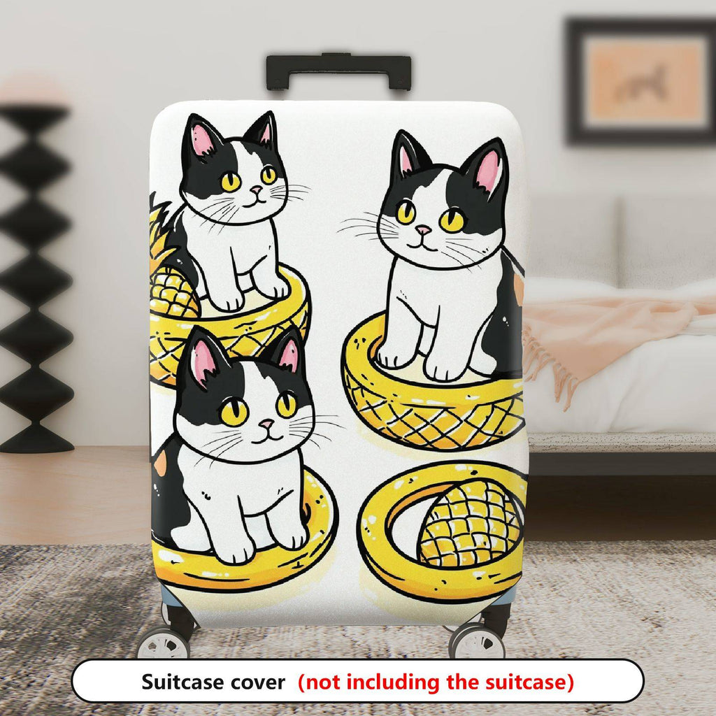 1-Piece Cat Pineapple Cute Fun Whimsical  Suitcase Luggage Cover, Stretch Protective Sleeve