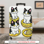 1-Piece Cat Pineapple Cute Fun Whimsical  Suitcase Luggage Cover, Stretch Protective Sleeve