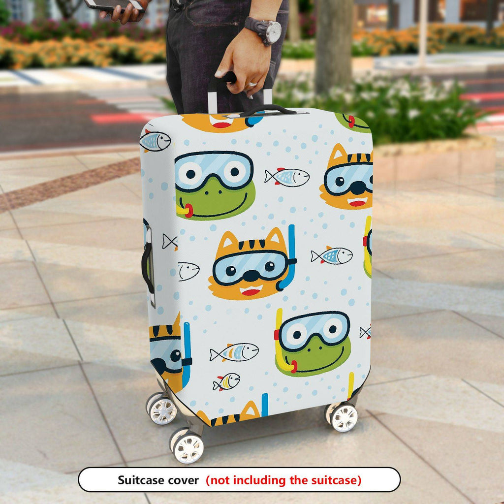 1-Piece Animal Fish Diving Water Fun Printed  Suitcase Luggage Cover, Stretch Protective Sleeve