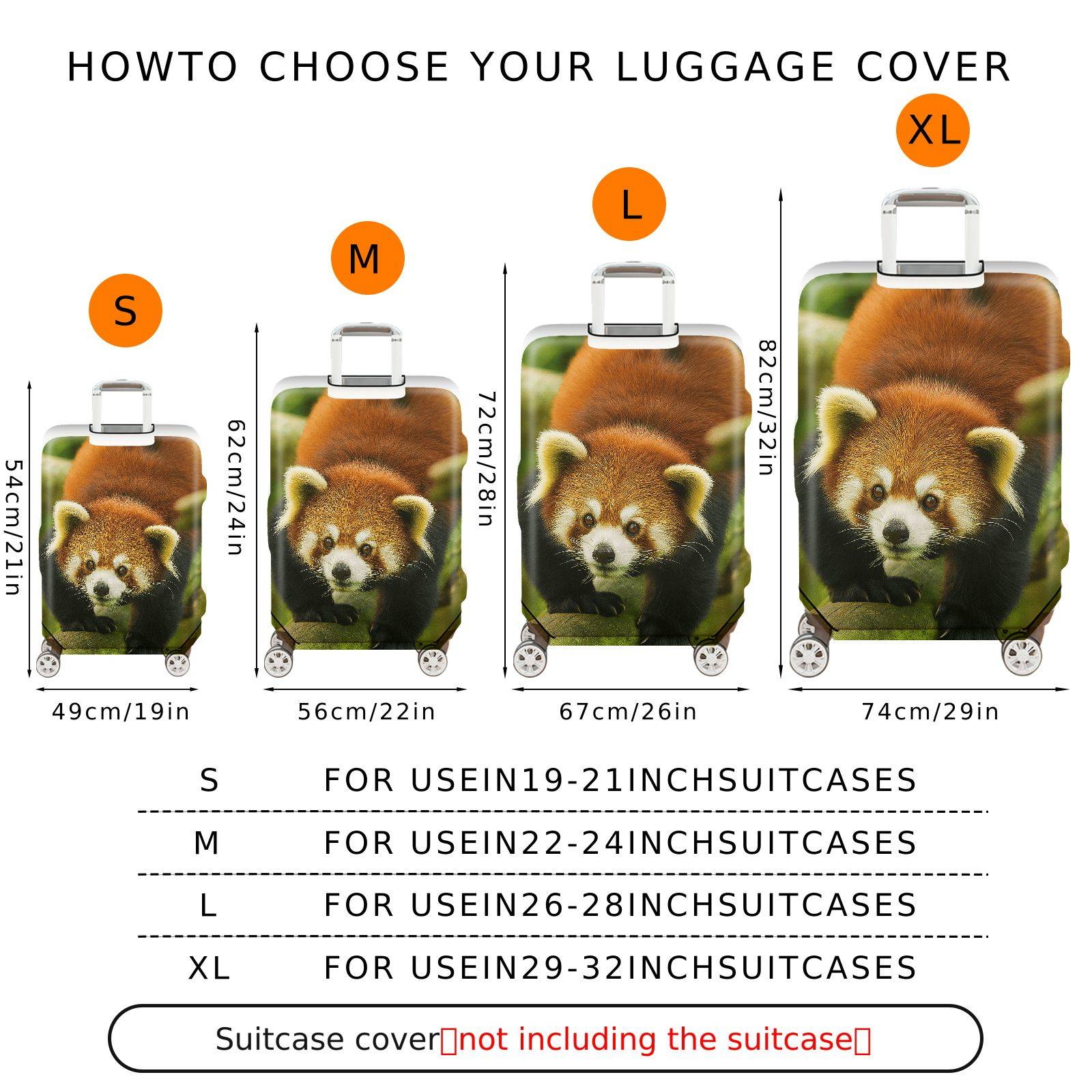1-Piece Cute Animal Nature Red Panda Wildlife Forest  Suitcase Luggage Cover, Stretch Protective Sleeve