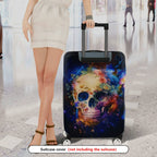 1-Piece Colorful Skull Floral Butterfly Abstract Universe  Suitcase Luggage Cover, Stretch Protective Sleeve