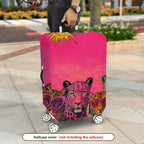 1-Piece Sun Leopard Tiger Pink Vibrant Artistic  Suitcase Luggage Cover, Stretch Protective Sleeve