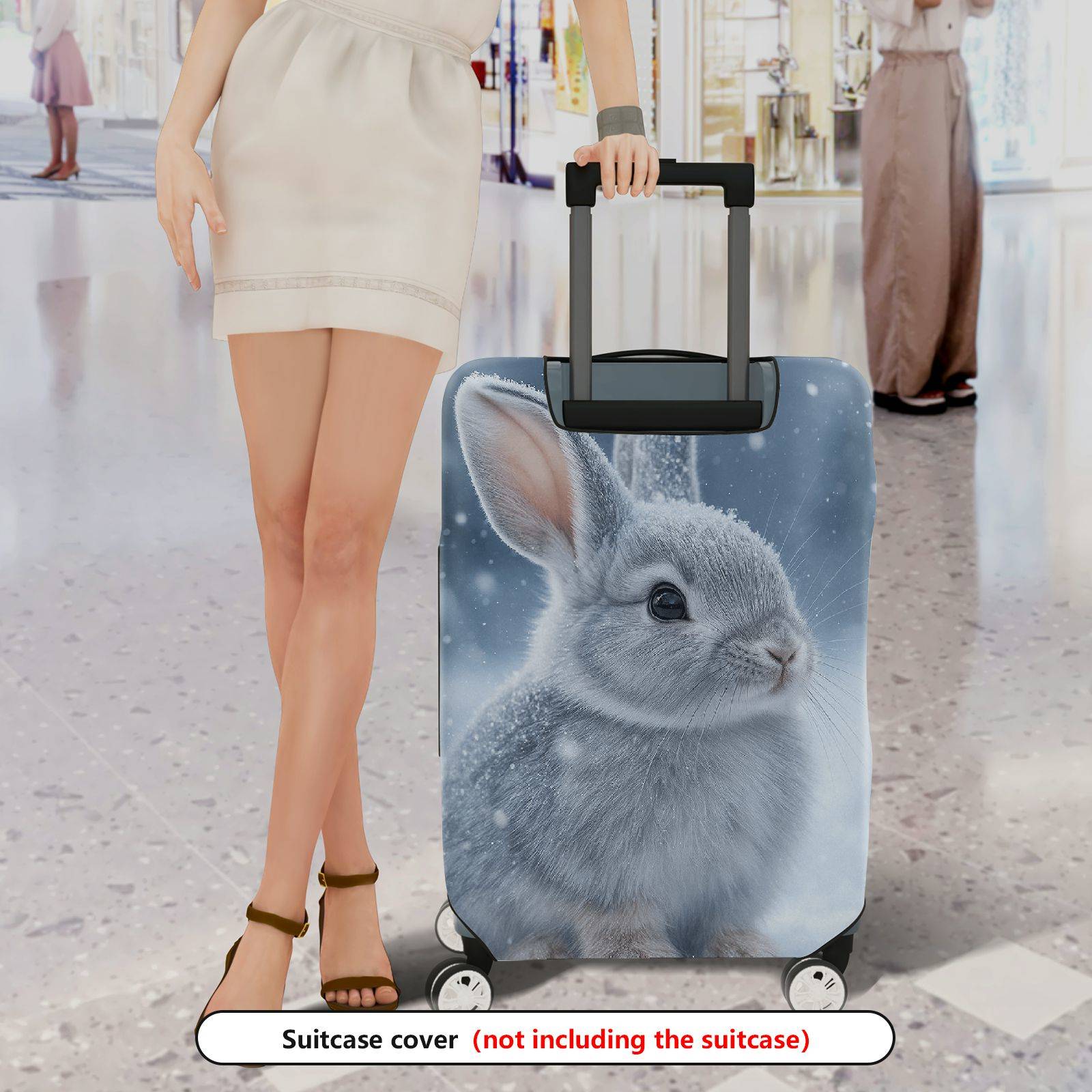1-Piece Cute Rabbit Snow Winter Nature Animal  Suitcase Luggage Cover, Stretch Protective Sleeve