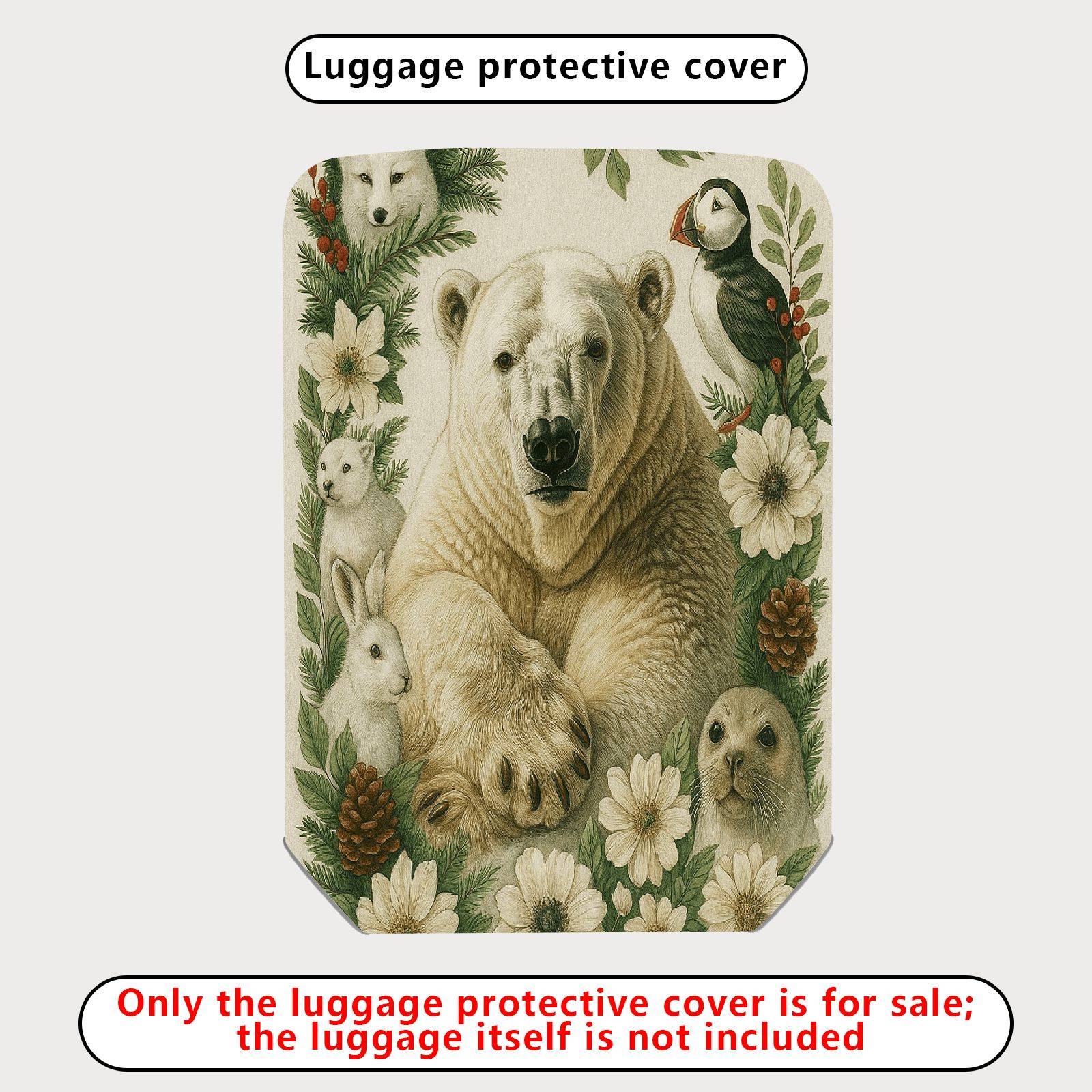 1-Piece Animal Forest Nature Floral Bear Scenic  Suitcase Luggage Cover, Stretch Protective Sleeve