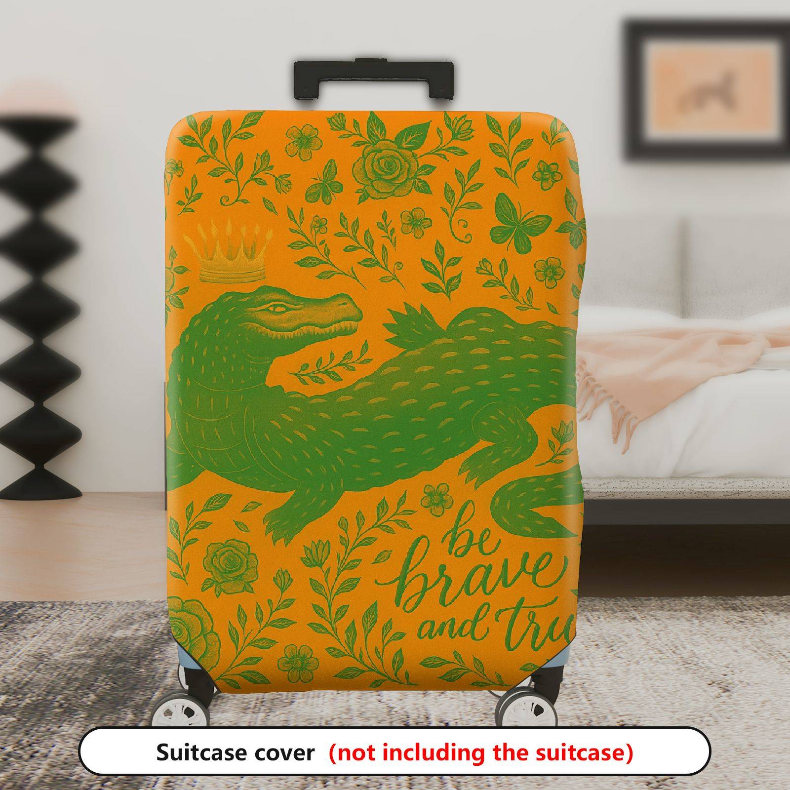 1-Piece Alligator Crown Floral Inspirational Text Adventure Animal  Suitcase Luggage Cover, Stretch Protective Sleeve