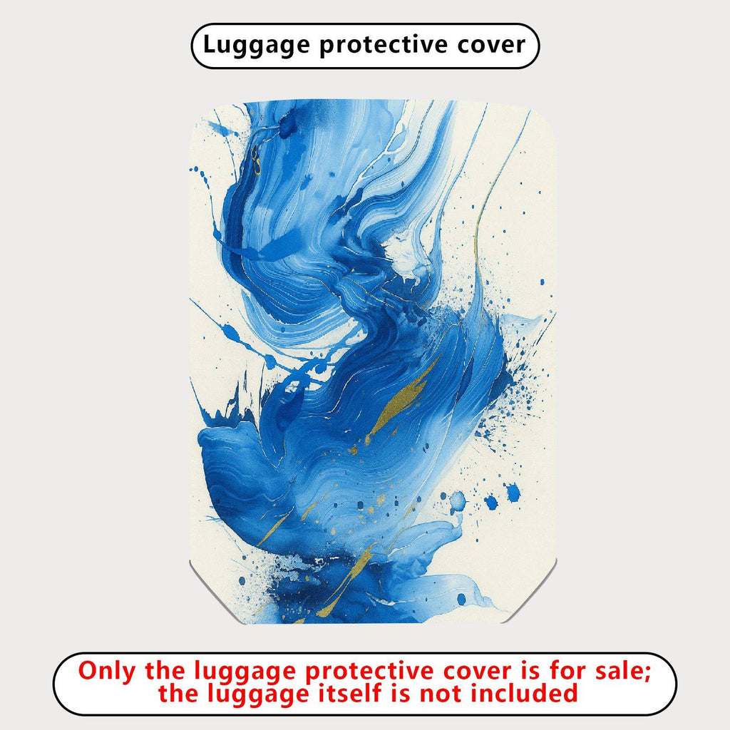 1-Piece Abstract Blue Artistic Swirl Paint Splash Luggage  Suitcase Luggage Cover, Stretch Protective Sleeve