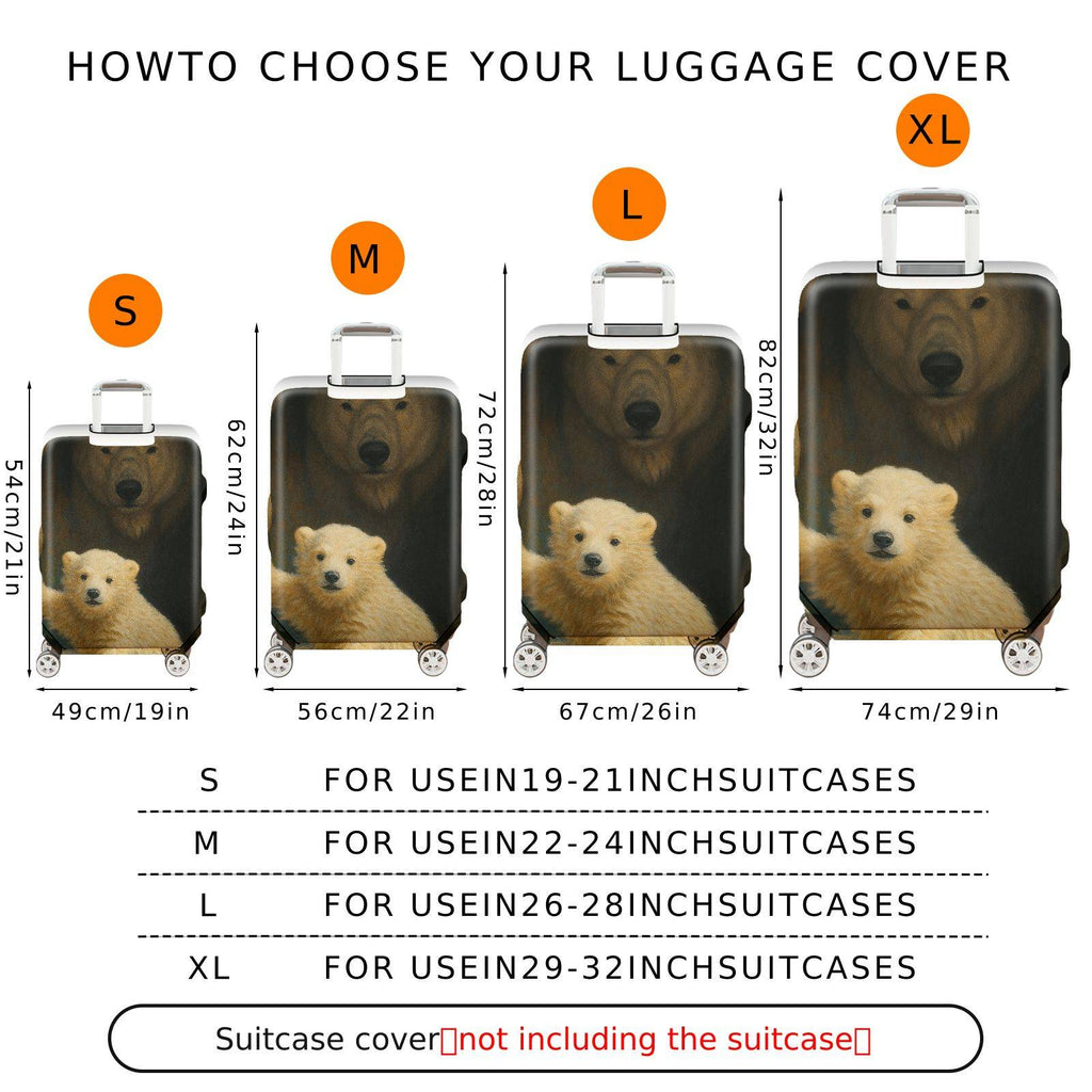 1-Piece Cute Polar Bear Animal Art Cave Painting Travel  Suitcase Luggage Cover, Stretch Protective Sleeve