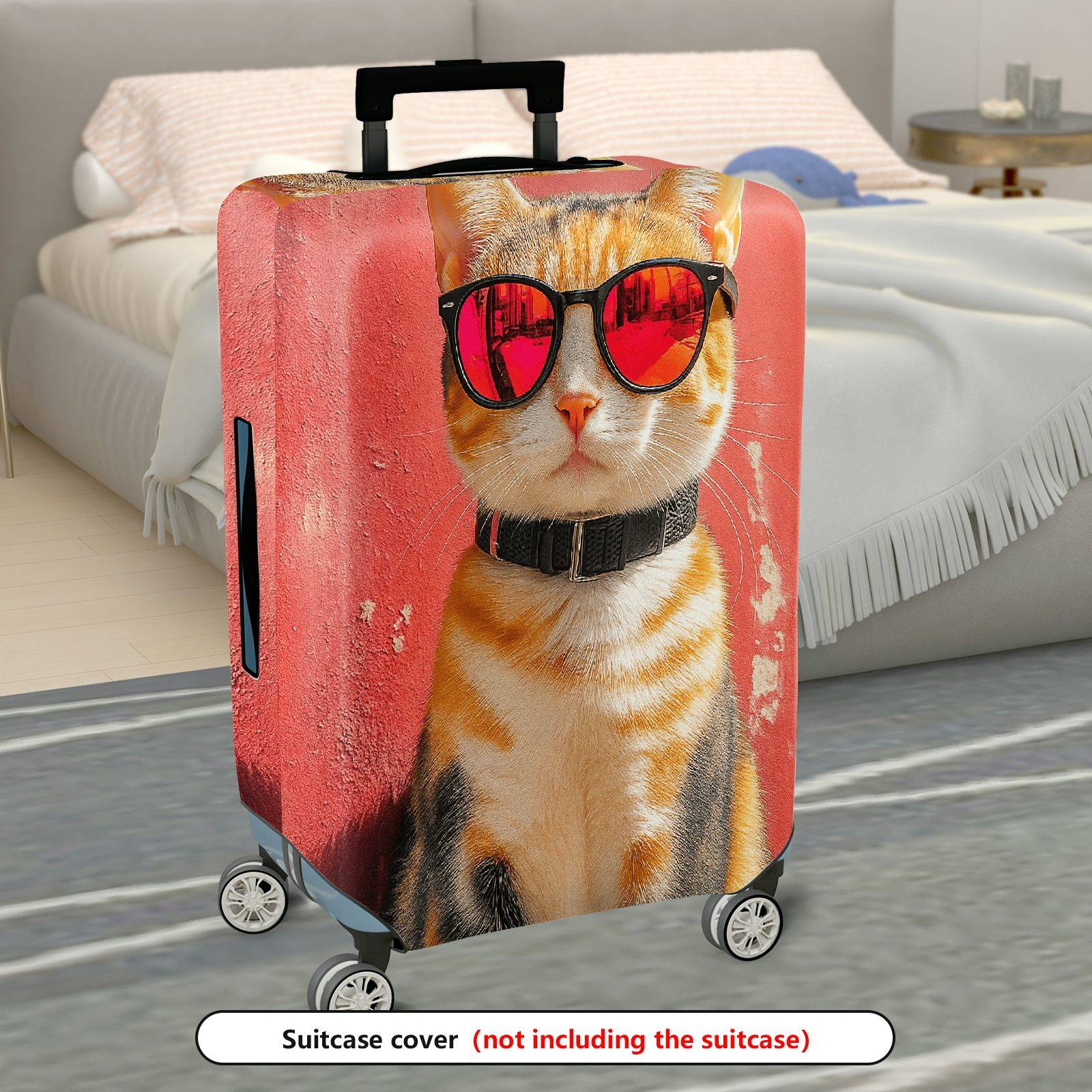 1-Piece Animal Art Red Texture Vintage Creative Fun  Suitcase Luggage Cover, Stretch Protective Sleeve