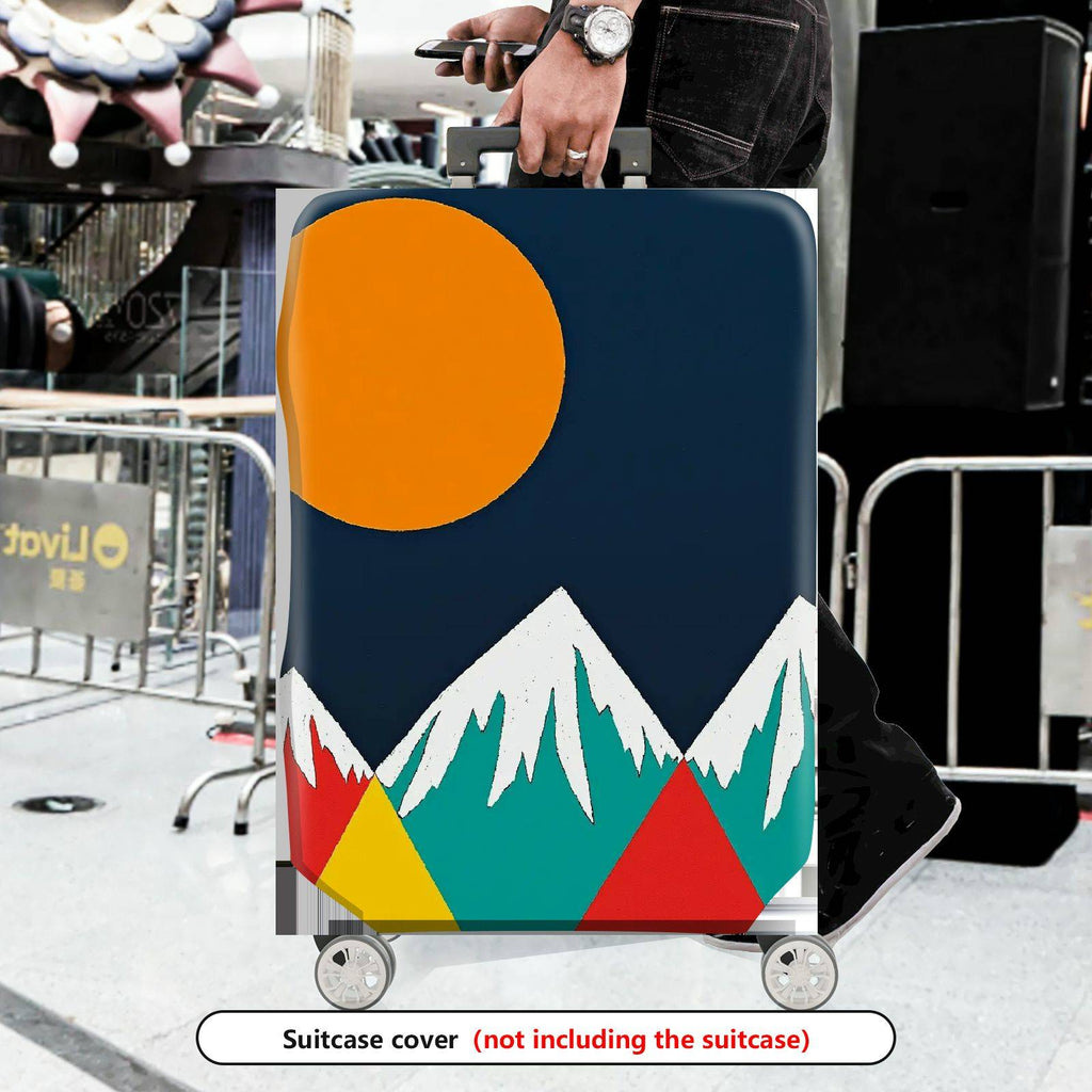 1-Piece Mountain Sunset Colorful Artistic Geometric Travel  Suitcase Luggage Cover, Stretch Protective Sleeve