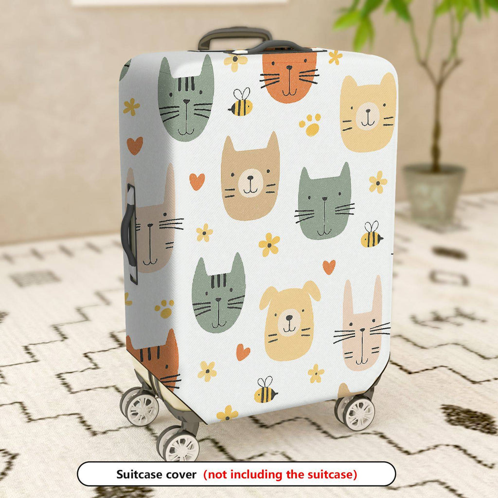 1-Piece Adorable Cat Dog Bee Flower Heart  Suitcase Luggage Cover, Stretch Protective Sleeve