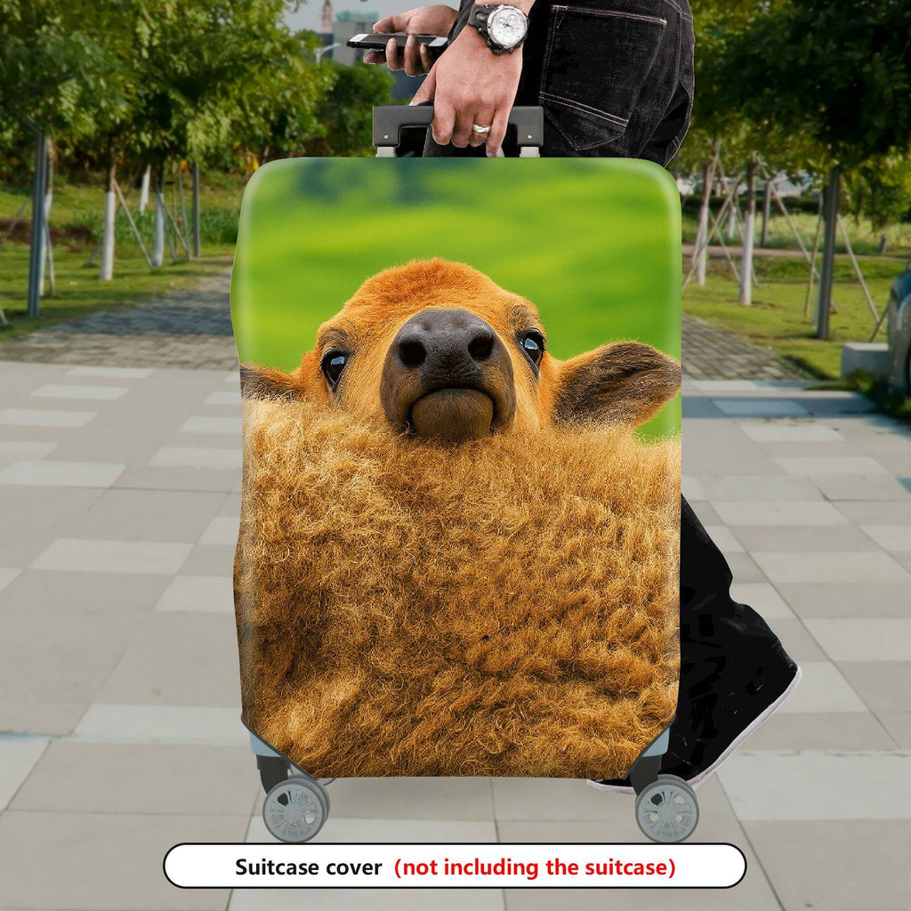 1-Piece Cute Animal Sheep Green Grass Scenic Fun  Suitcase Luggage Cover, Stretch Protective Sleeve