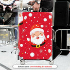 1-Piece Santa Claus Red Snowflakes Holiday Festive Cheer  Suitcase Luggage Cover, Stretch Protective Sleeve