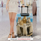 1-Piece Beach Cat Group Summer Fun Vibrant Cute Playful  Suitcase Luggage Cover, Stretch Protective Sleeve