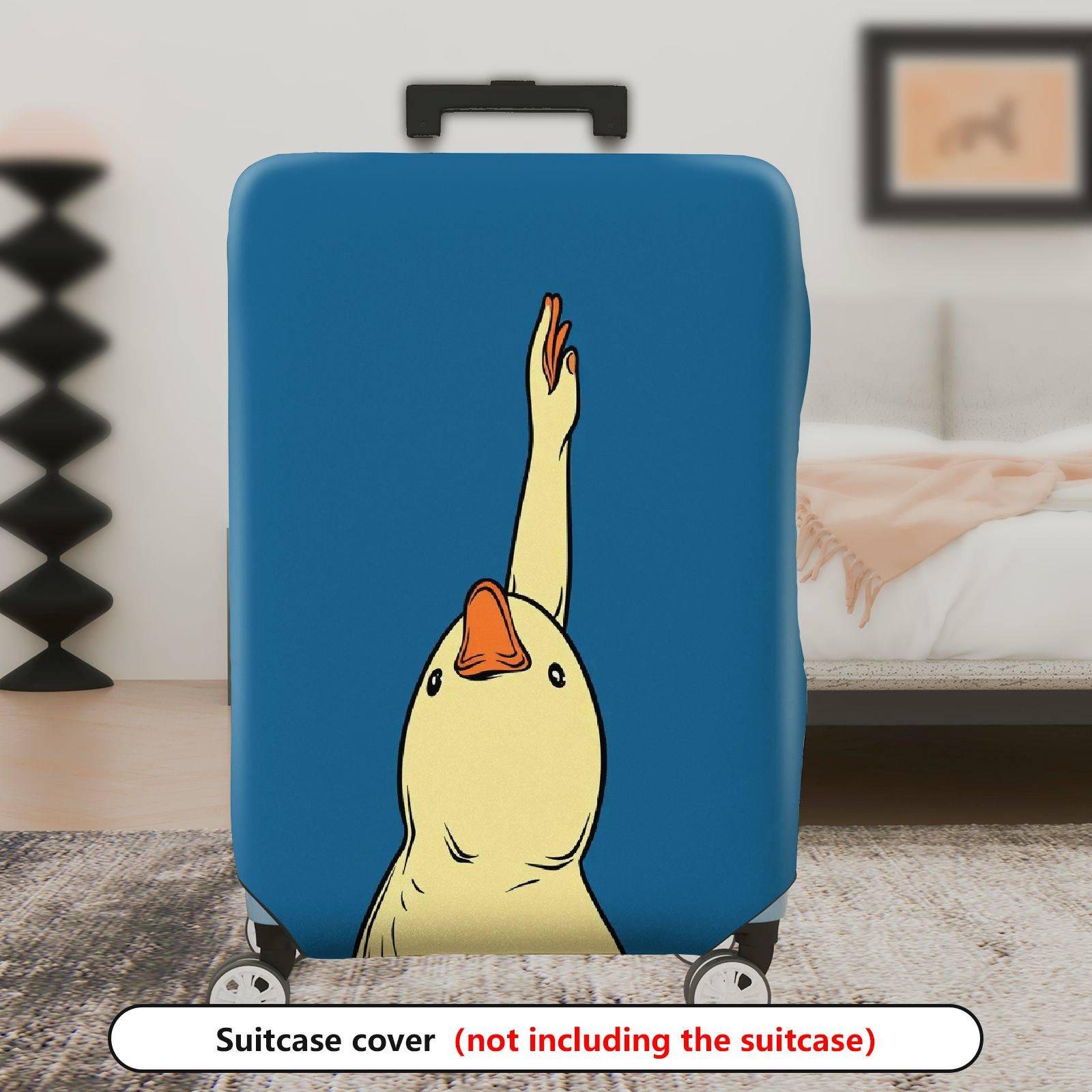 1-Piece Animal Duck Blue  Whimsical Cute  Suitcase Luggage Cover, Stretch Protective Sleeve
